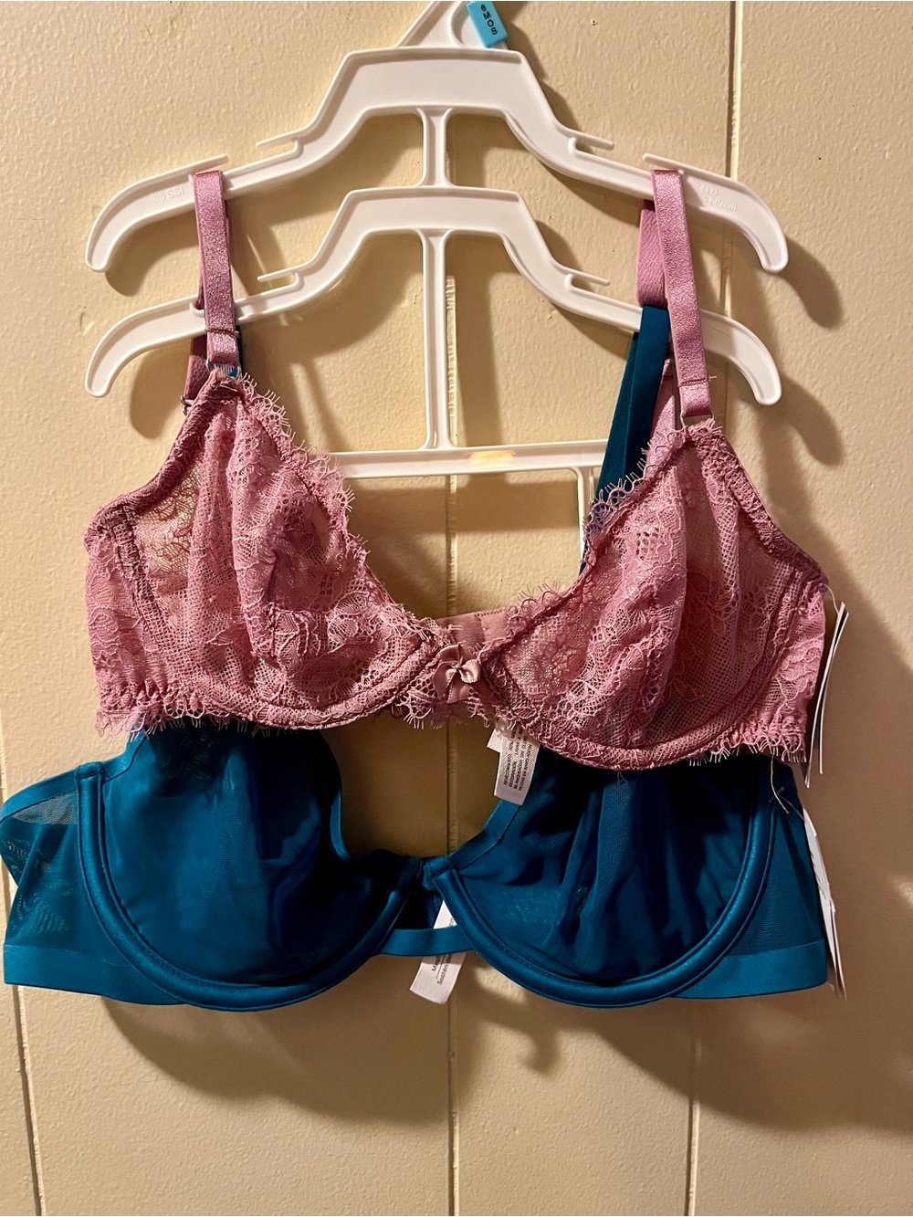 Auden Dusty Rose Lace & Teal Mesh Underwire Bra Duo